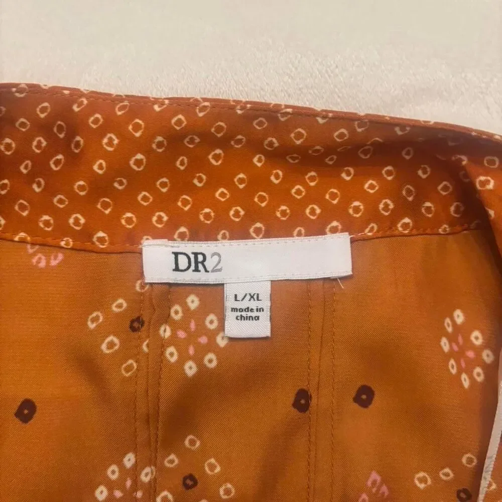 Boho Silky Orange & Pink Printed Kimono | Festival Layer | Size L/XL - Picture 3 of 5